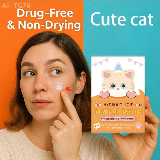 600 Cat-Shaped Hydrocolloid Acne Patches | Colorful Pimple Stickers Hydrocolloid Acne Patches Peaceful Pleasures Health and Wellness