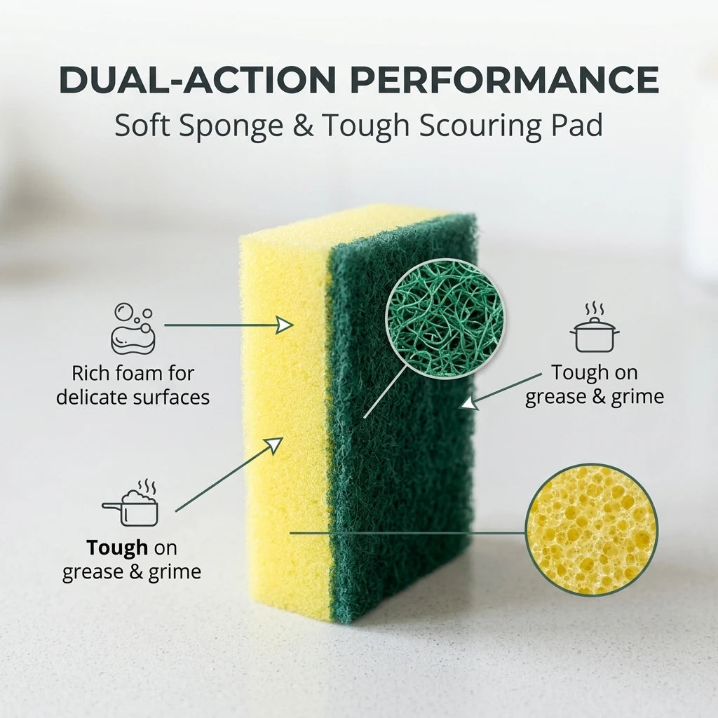 5/10pcs double-layer sponge, kitchen cleaning sponge, dishwashing sponge, multi-purpose cleaning sponge, size 10 x 7 x 3cm Peaceful Pleasures Health and Wellness
