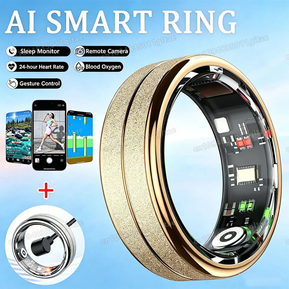 2026 New Gesture Control Smart Ring Women Heart Rate Sleep Monitor AI Health Analysis 5ATM Waterproof Fitness Sports Ring Men Peaceful Pleasures Health and Wellness