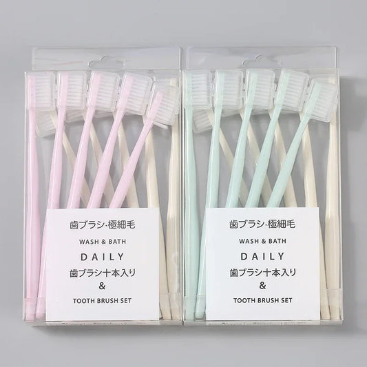 10PC/set Adult Soft Bristle Toothbrush Adult Home Soft Bristle Toothbrush Adult Small Head Toothbrush with Sheath Wholesale Peaceful Pleasures Health and Wellness
