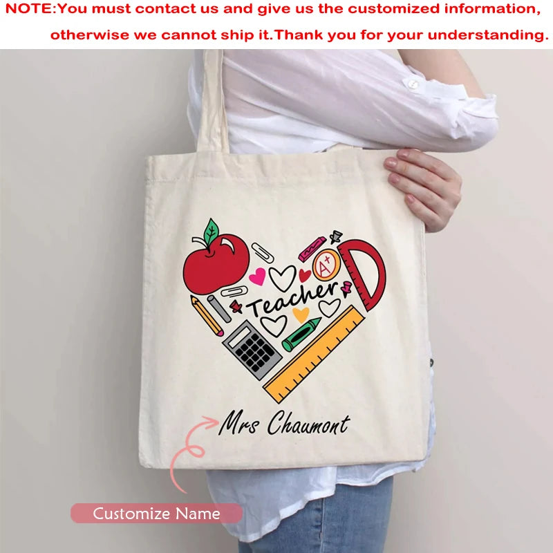 Personalised Name Canvas Tote Bag | Custom Teacher Gift