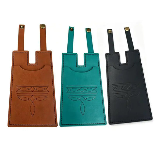 PU Leather ID Card Holder – Embossed Snap Closure Travel Tag ID Card Holder Oasis Select