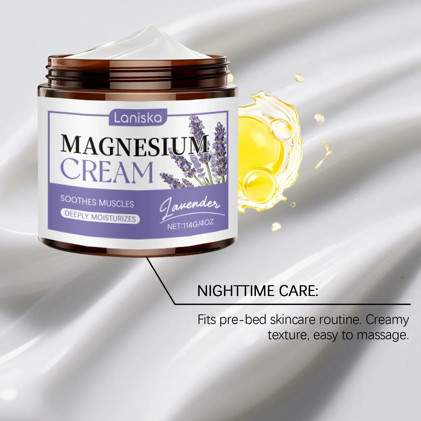 Laniska Lavender Magnesium Body Cream – Sleep & Skin Care
