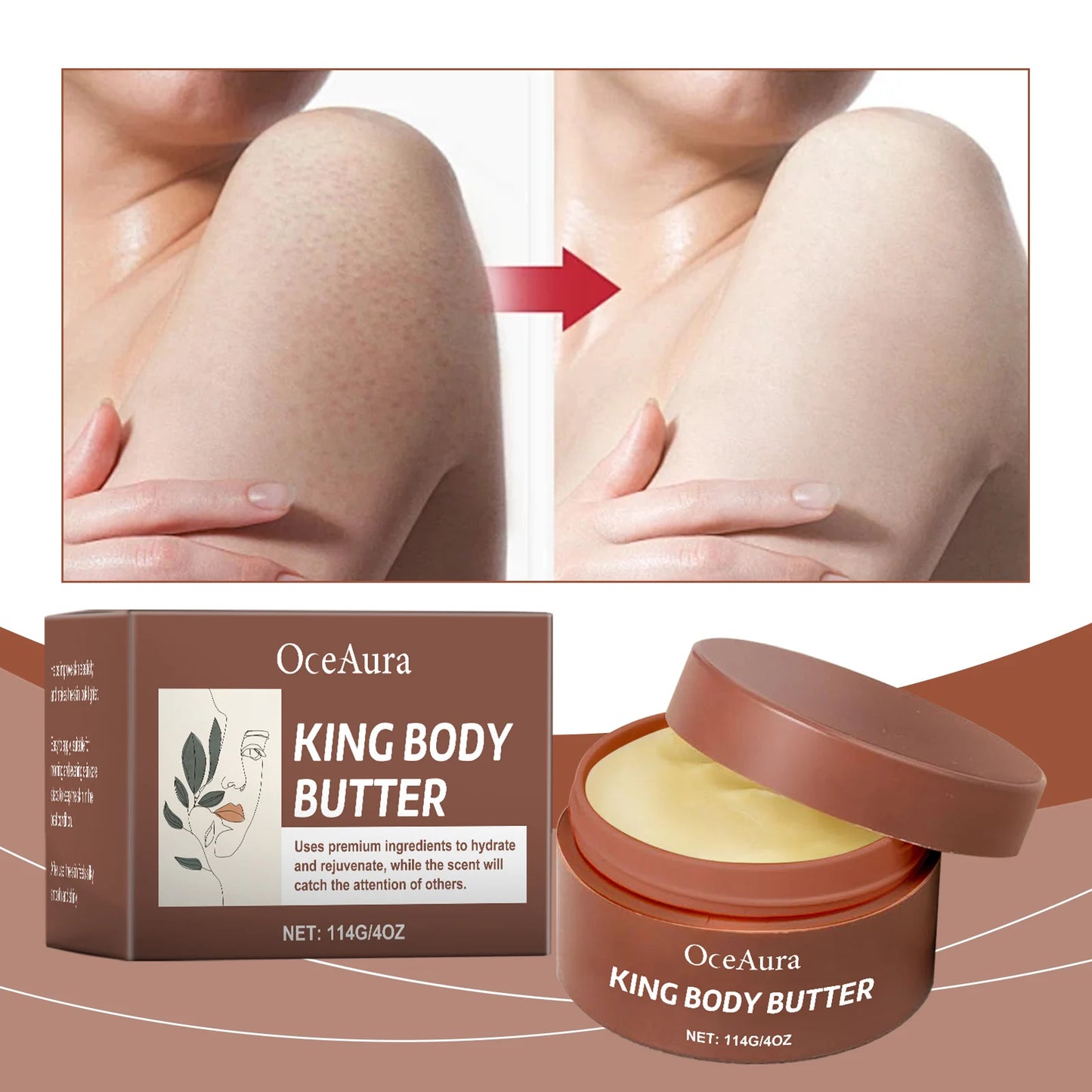 OceAura King Body Butter – Shea & Hyaluronic Acid Moisturizer 4oz