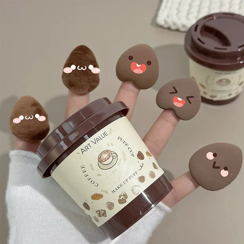 Art Value Mini Coffee Cup Powder Puff Set | 5pc Sponge Blush