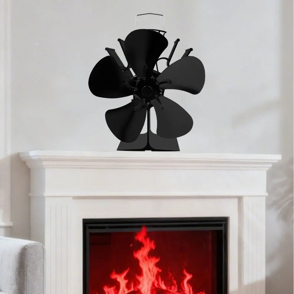 5-Blade Heat Powered Stove Fan for Wood Log Burner Fireplace Quiet Environmental Fan Heater Tool Efficient Heat Distribution Peaceful Pleasures Health and Wellness