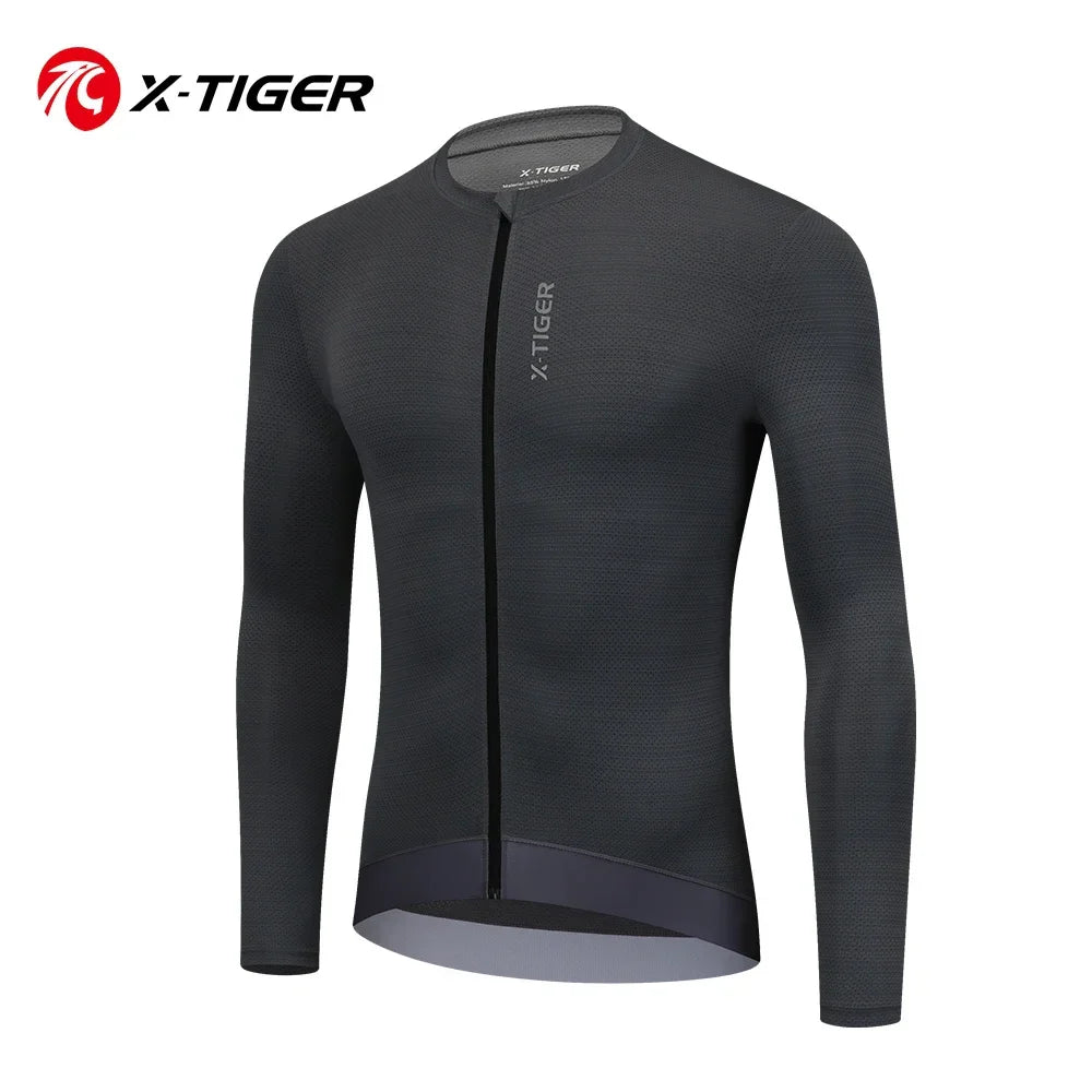 X-TIGER Men's Long Sleeve Cycling Jersey – Reflective & UV