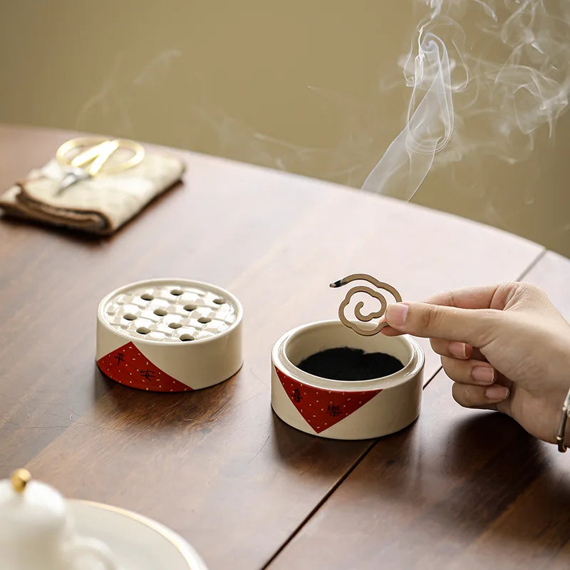 Plant Ash Ceramic Incense Burner | Chinese Style Aromatherapy Ceramic Incense Burner Peaceful Pleasures Health and Wellness