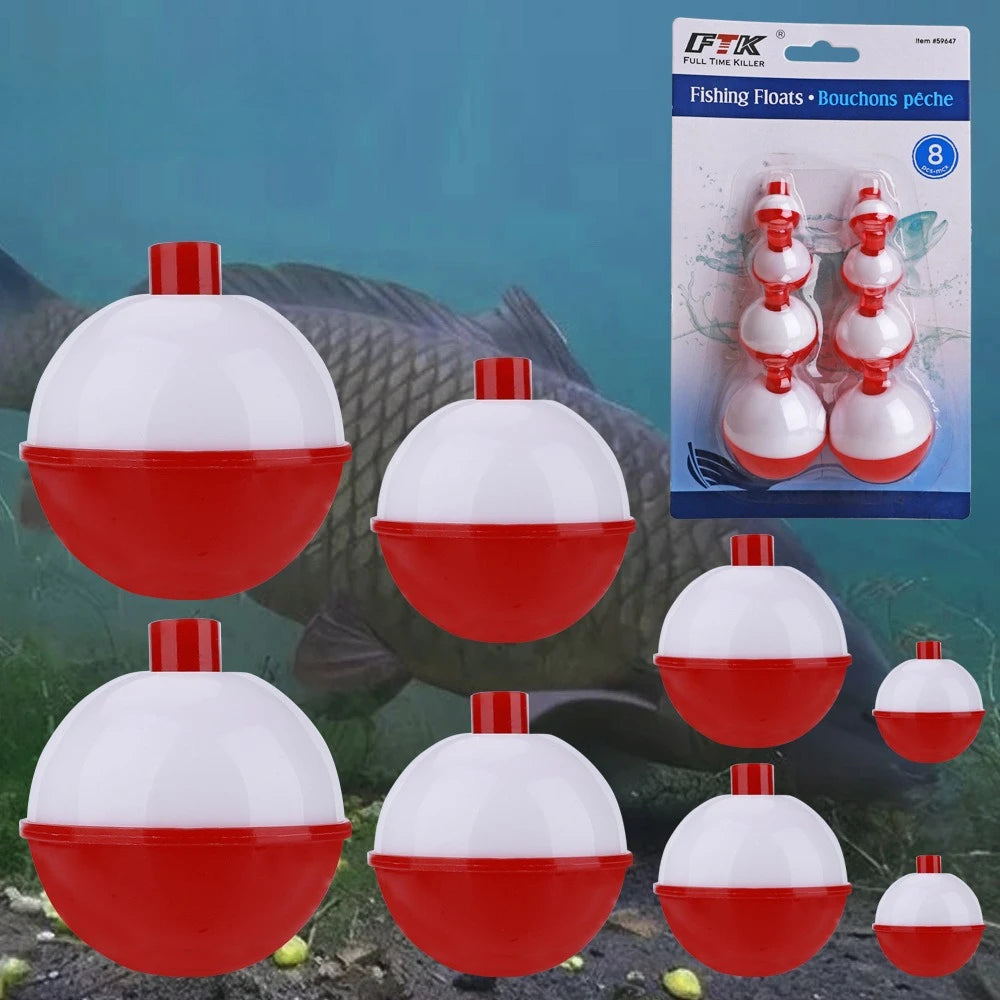 30pcs Fishing Bobbers 1.25 Inch Snap on Float Red and White Bobbers Push Button Round Buoy Floats Fishing Tackle Peaceful Pleasures Health and Wellness