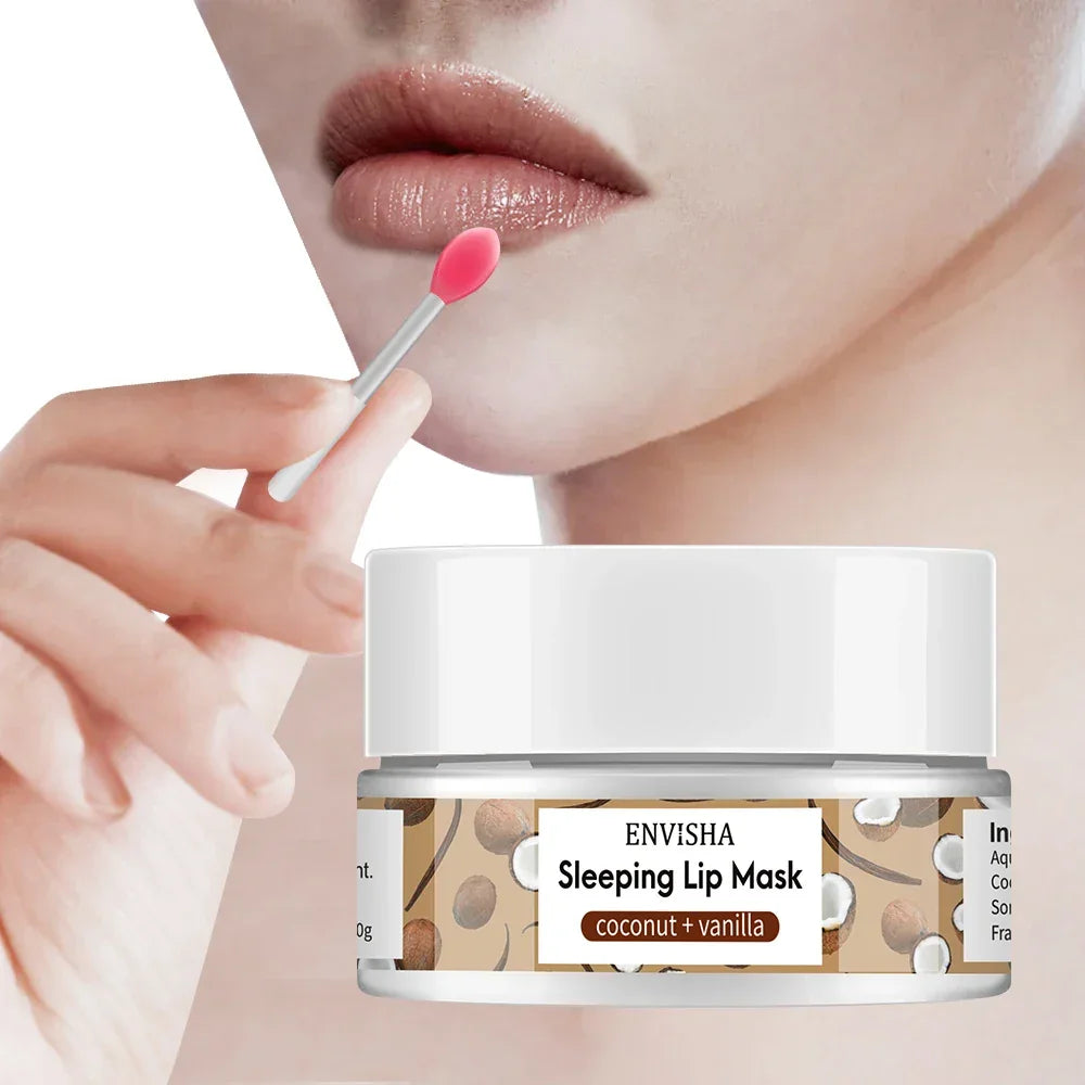 ENVISHA Coconut Lip Sleep Mask – Overnight Moisturizing & Line-Fading 20g Lip Mask Peaceful Pleasures Health and Wellness