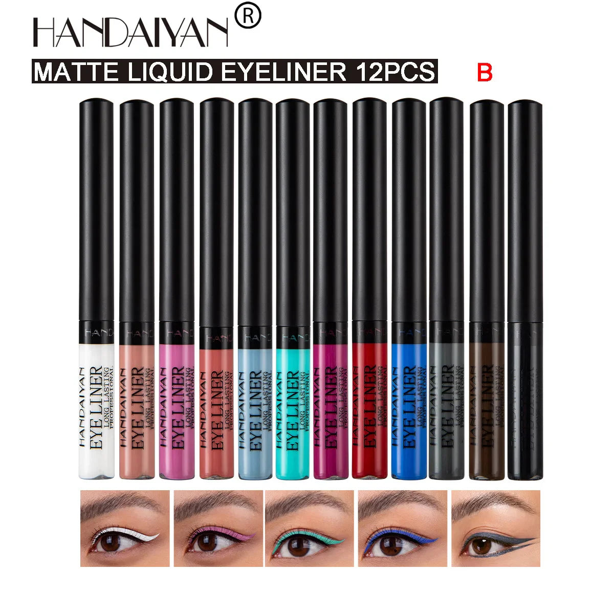 Handaiyan 12-Color Waterproof Matte Eyeliner Pen Set | 24H