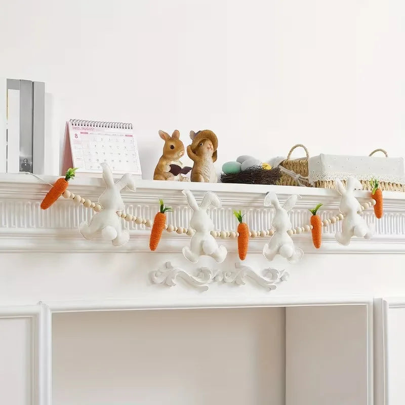 Easter Bunny & Carrot Hanging Banner – Felt Garland Decor
