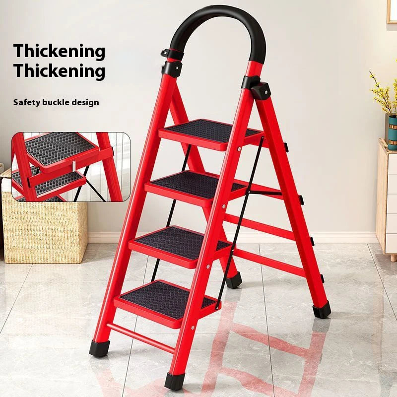 Adjustable Zigzag Folding Ladder 3 4 5 6 Step Thickened Carbon Steel Engineering Ladder Stable Climbing Tool for Home And Garden Peaceful Pleasures Health and Wellness