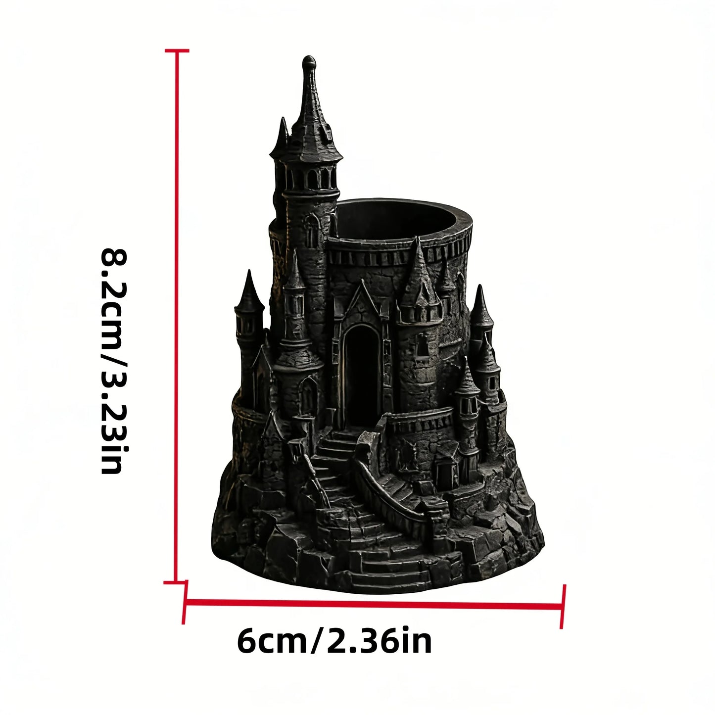 1-Piece Dark Castle-Shaped Pen Holder 3D Printed Vintage Architectural Pen Container Desk Organizer Decoration Student Designer Gift Magic Academy Castle Pen Holder Black Vintage Pen Container Niche Gift Peaceful Pleasures Health and Wellness