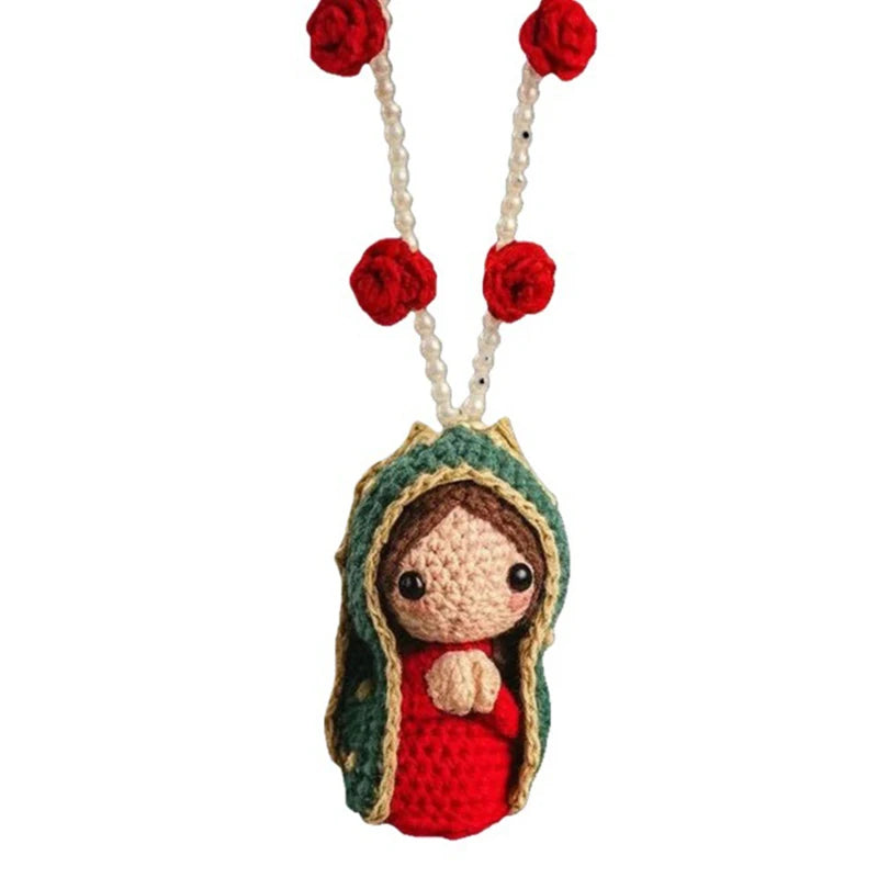 Virgin Mary Crochet Figurine | Car & Home Hanging Decor Religious Figurine Peaceful Pleasures Health and Wellness B