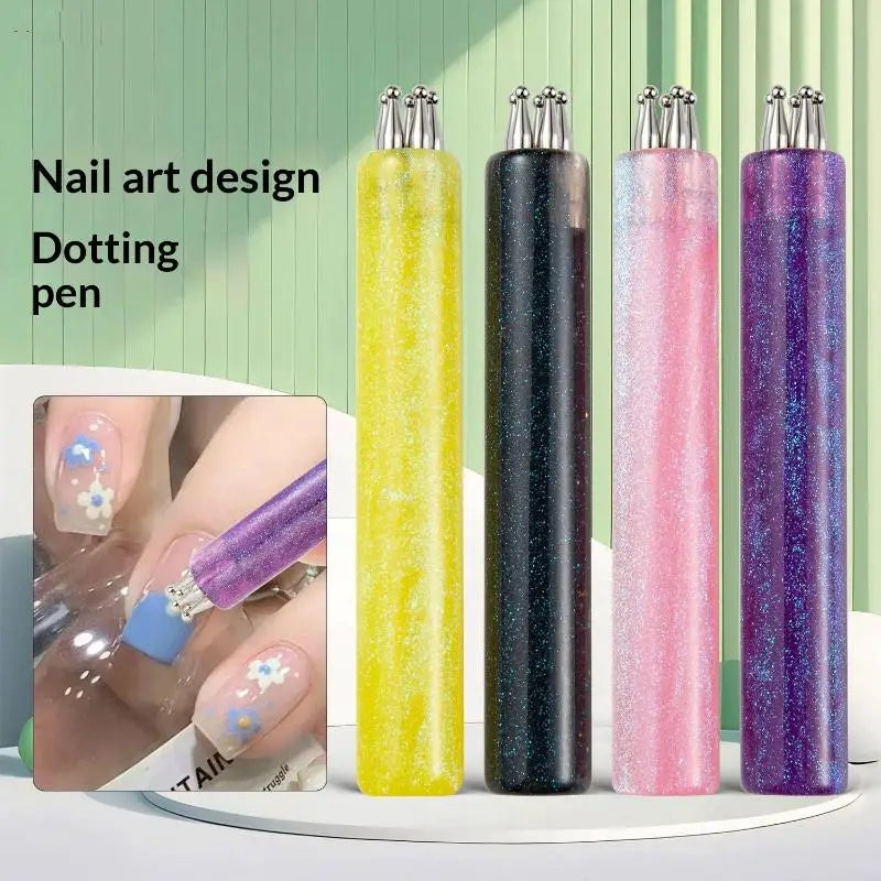 Nail Art Design Tip Painting Carving Dotting Pen Stainless Steel Bristles Starry Sky Handle Nail Art Dotting Tools Peaceful Pleasures Health and Wellness