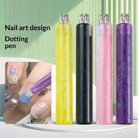 Nail Art Design Tip Painting Carving Dotting Pen Stainless Steel Bristles Starry Sky Handle Nail Art Dotting Tools Peaceful Pleasures Health and Wellness