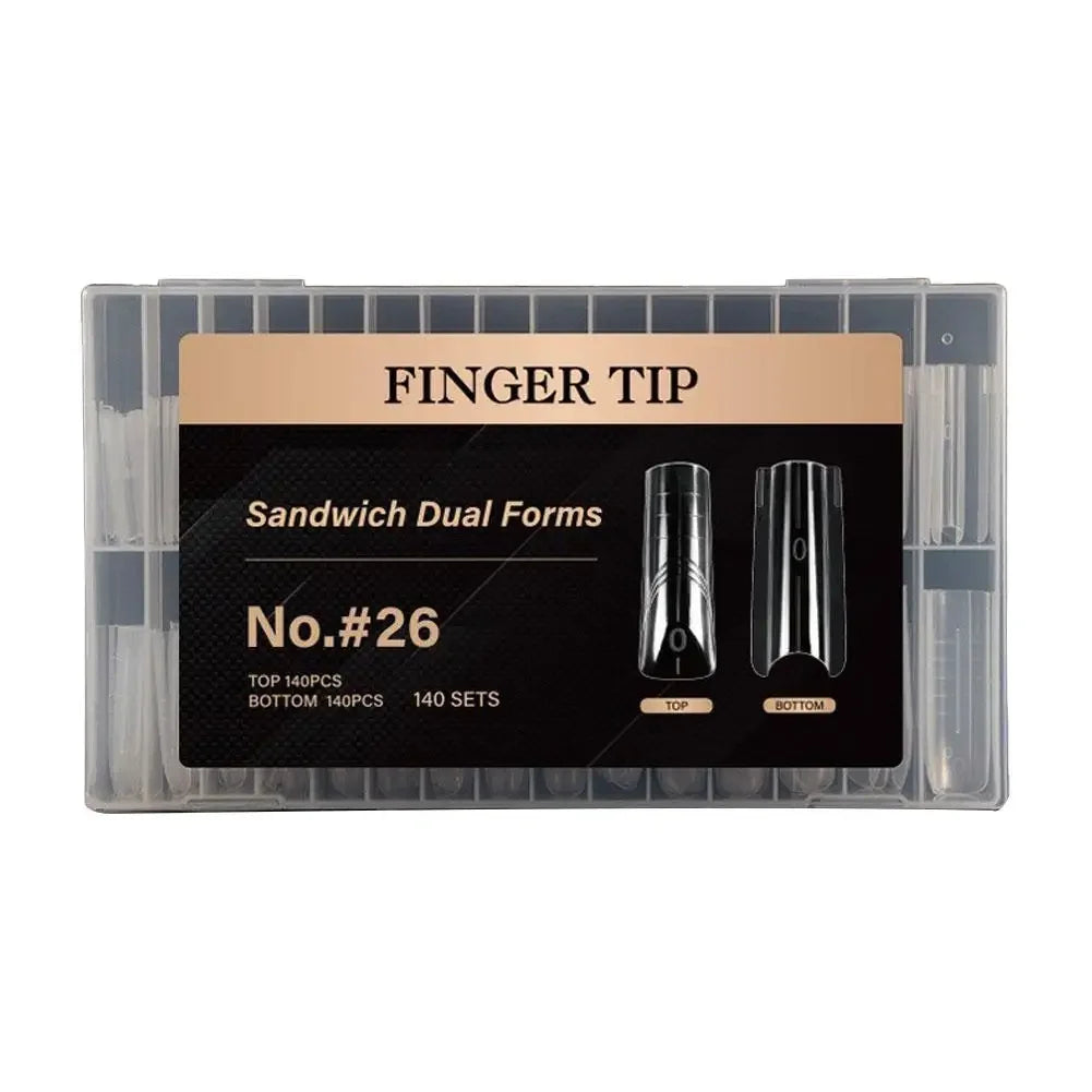 140/280Pcs Sandwich False nails Dual Forms Nail Mold for Quick Nails Extension 14 Sizes Plastic Nail Form Tools Nail Art Design Peaceful Pleasures Health and Wellness NO 26