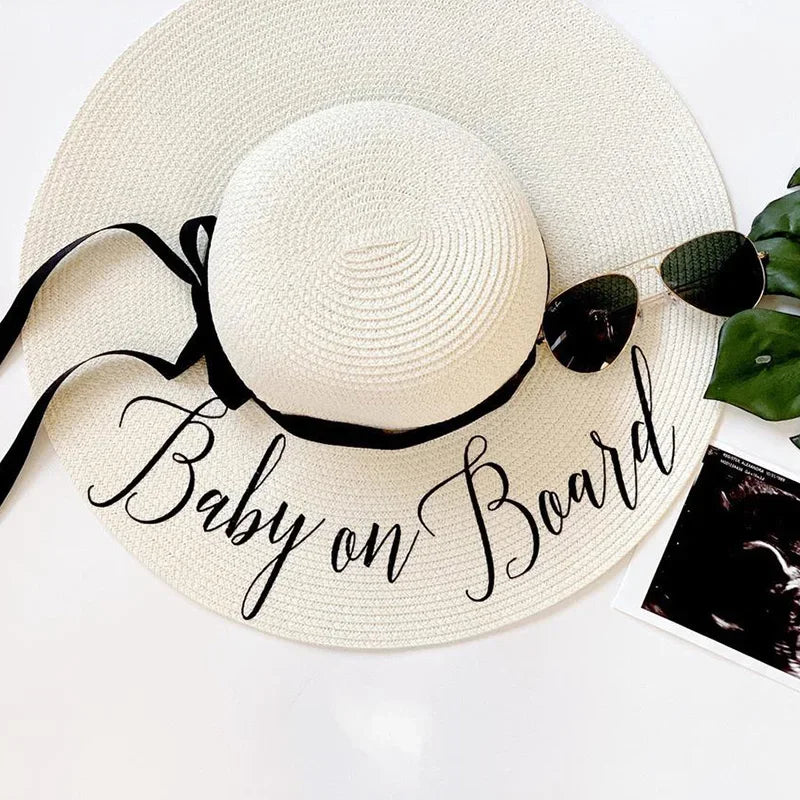 Baby on Board Straw Floppy Hat | Pregnancy Announcement Gift