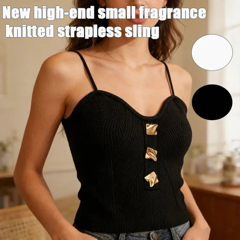 Women's Knit Bandeau Crop Top | Open Back Sleeveless Camisole