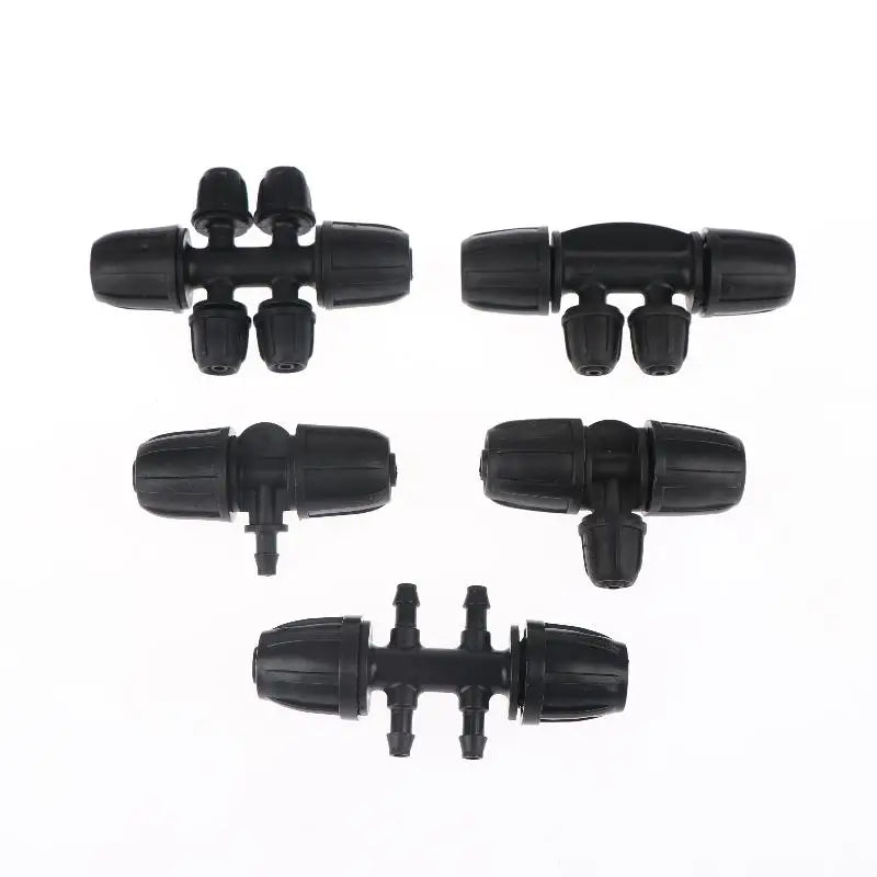 Versatile Black 5PCS PE Pipe Connector 1/2 Inch 3 4 6 Way Fittings Leakproof Durable for Drip Irrigation Garden Watering System Peaceful Pleasures Health and Wellness