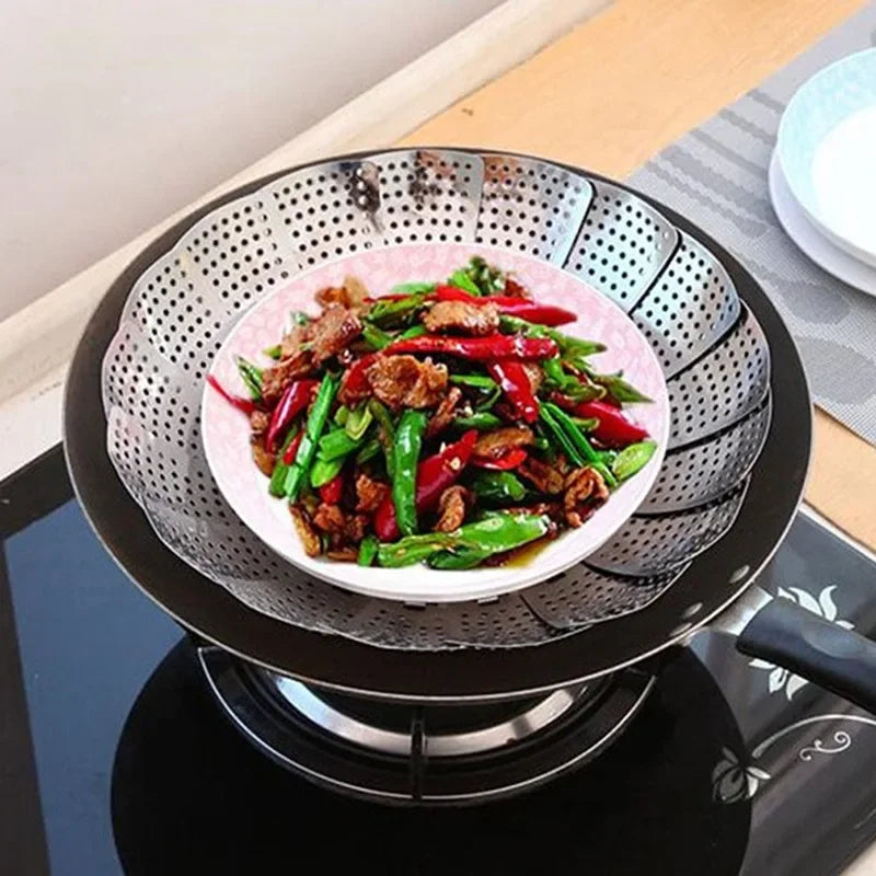 Stainless Steel Folding Steamer Basket – Expandable S/M/L