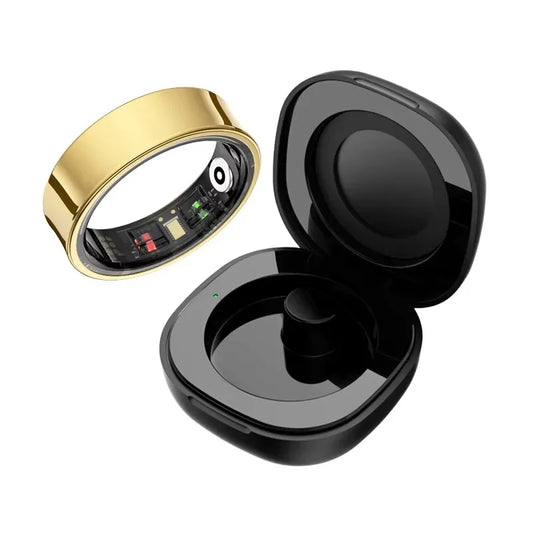 R09 Smart Ring Men Women with Charging Case,Heart Rate Blood Oxygen,Skin Temperature Monitor,5ATM Waterproof For Android iOS Peaceful Pleasures Health and Wellness