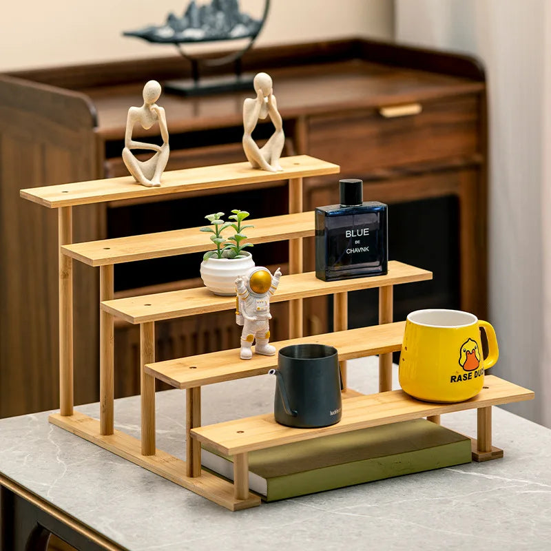 3-Layer Bamboo Desktop Shelf | Plant & Décor Storage Rack