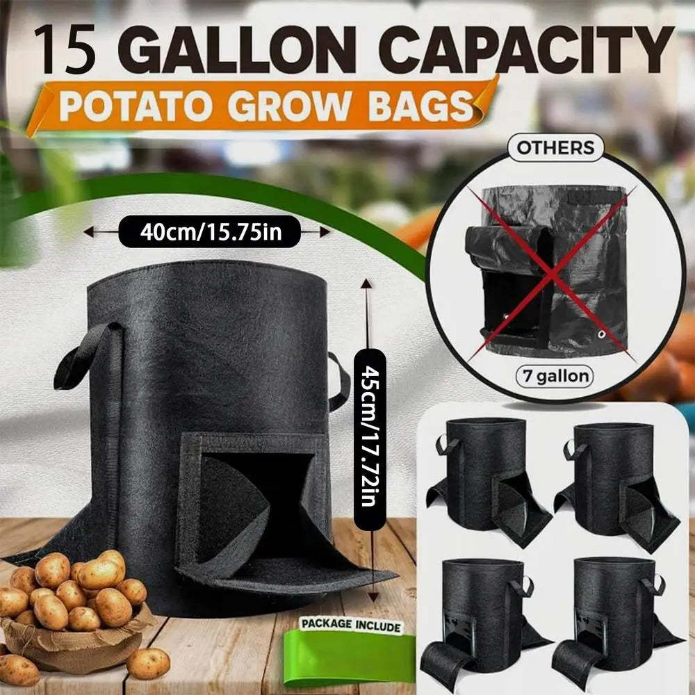 Non-Woven Potato Grow Bags Fabric Planter for Carrot Tomato Onion, Grow Bags Vegetable Container for Balcony Patio Garden Peaceful Pleasures Health and Wellness 15 gallon