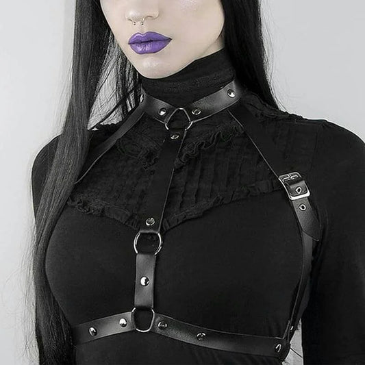Fashion Trend Belt Women Red Gothic Handmade PU Leather Harness Belts Peaceful Pleasures Health and Wellness Style A