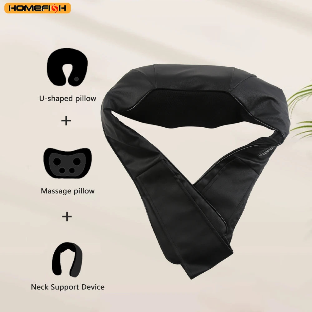 Heated U-Shape Shiatsu Neck and Shoulder Massager - Deep Kneading Electric Massage Pillow For Neck Waist Leg Body Peaceful Pleasures Health and Wellness