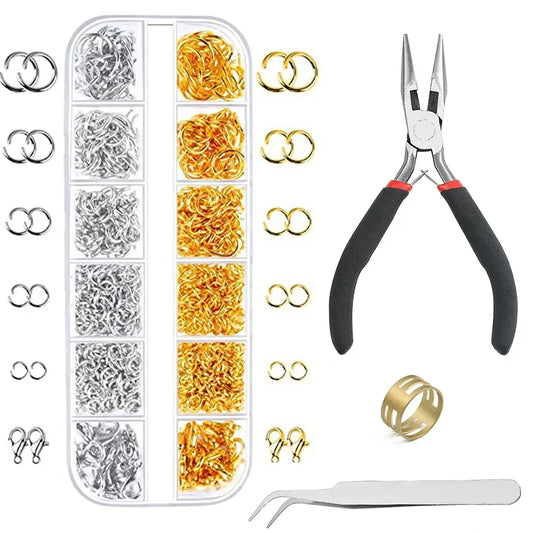 About1200pcs Gold Silver Open Jump Ring and Lobster Clasp Jewelry Accessory Set with Pliers Peaceful Pleasures Health and Wellness White K Gold
