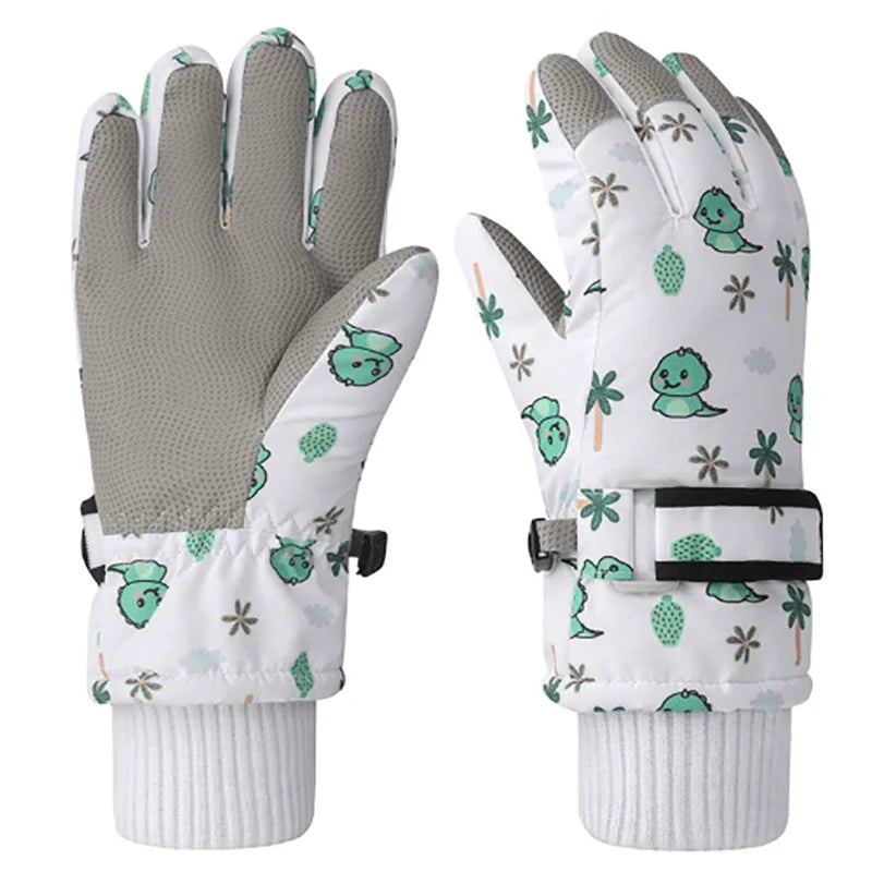 Children Winter Gloves Thickened Warm Cartoon Print Ultra-Soft Lightweight Cold-Weather for Ski Fitness Running Gift For Xmas Peaceful Pleasures Health and Wellness White Size L