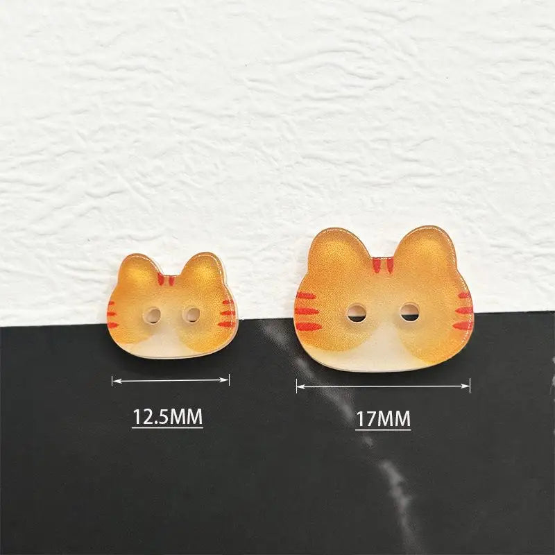 Cute Cat Resin Buttons 20pcs | 12/17mm Colorful DIY Craft