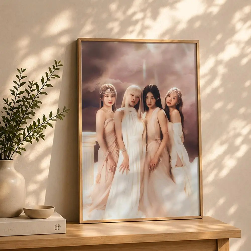 Kpop K-KISS OF LIFES Poster HD Self Adhesive Waterproof Wall Art Ideal for Home Office Dorm Bedroom Great Gift Peaceful Pleasures Health and Wellness White11 40X50cmNoframe