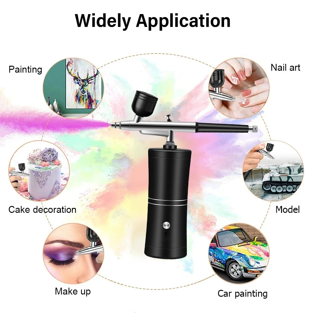 HOMEFISH Airbrush Painting Mini Spray Gun for Painting Wireless Electric Paint Gun Airbrush Kit with Compressor Peaceful Pleasures Health and Wellness