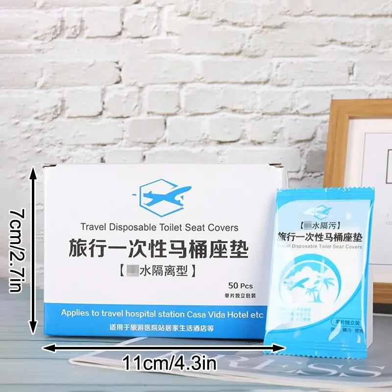 50Pcs Disposable Plastic Toilet Seat Covers Waterproof Non-Slip Individually Wrapped for Travel Toilet Seat Protectors Peaceful Pleasures Health and Wellness