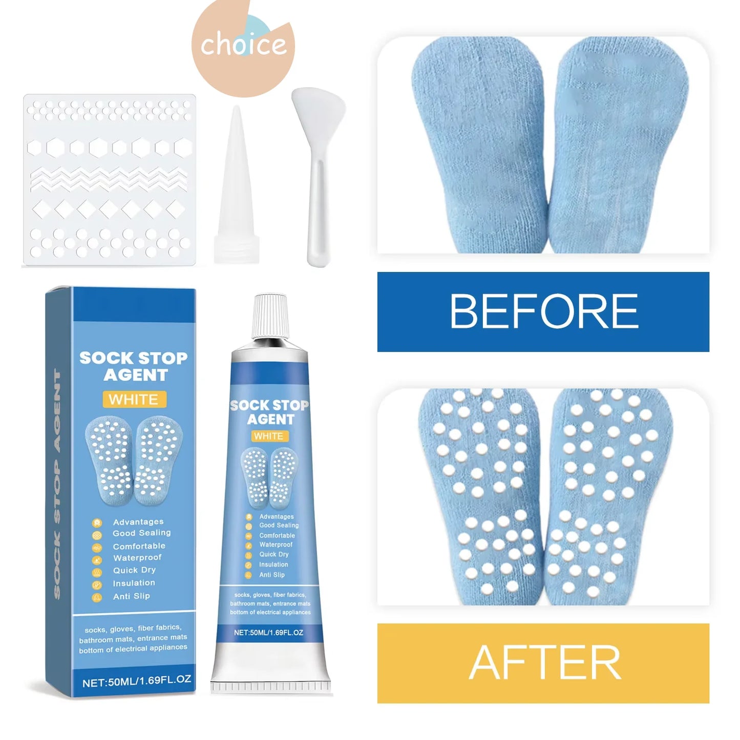 Sock Stop Non-Slip Silicone Glue – Heel & Sole Protector 50ml