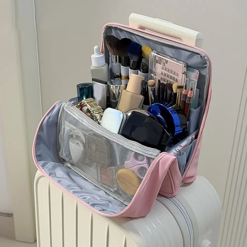 Vertical PU Makeup Bag – Large Capacity Travel Toiletry Organizer