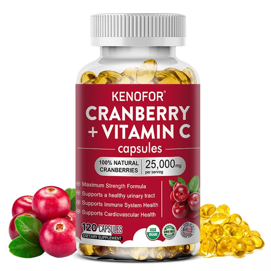 Cranberry 25,000mg + Vitamin C Supplement | Urinary & Immune Health Cranberry Supplement Peaceful Pleasures Health and Wellness