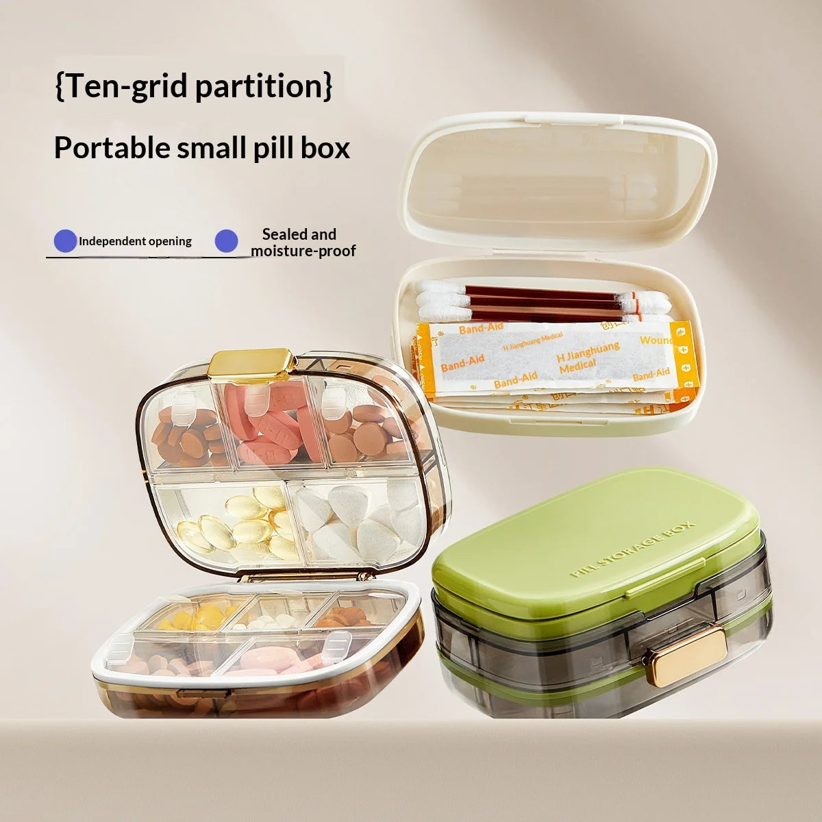 Compact 10 Compartment Medicine Organizer Large Capacity Travel 7 Day 3 Meals Pill Holder for Vitamins Supplements and Pills Peaceful Pleasures Health and Wellness