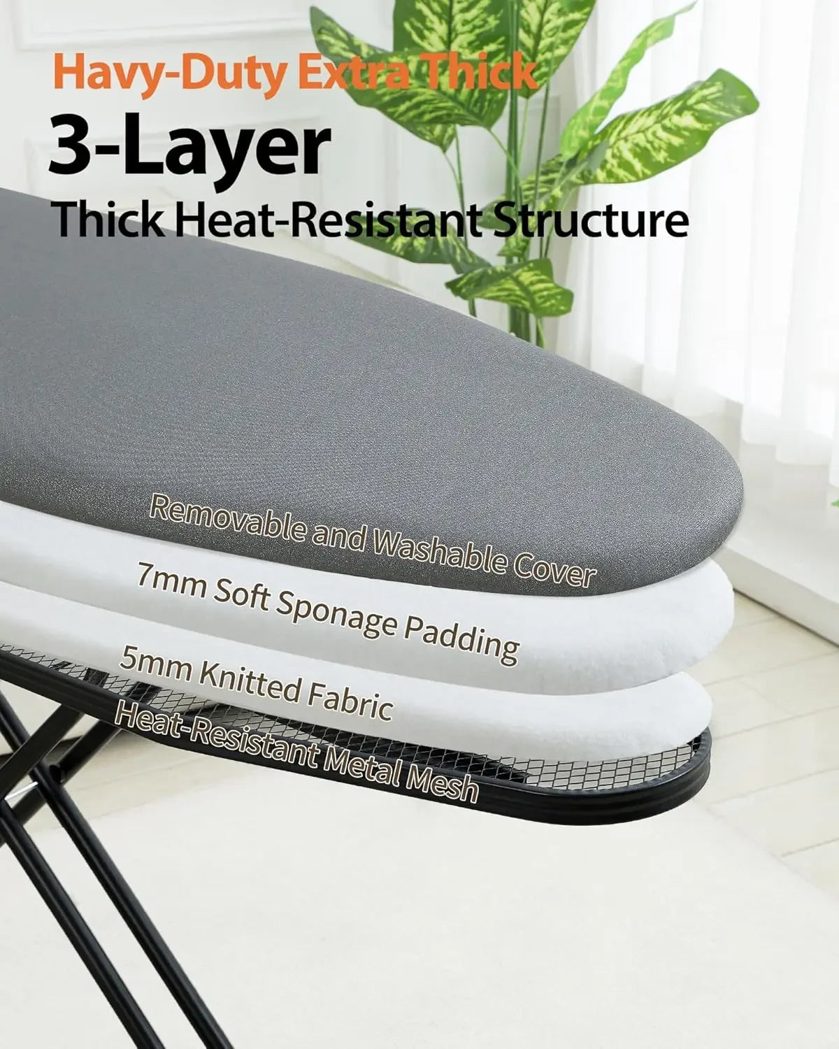 Extra Wide Foldable Ironing Board with Heat-Resistant Cover, Adjustable Height for Laundry Room, Gray Peaceful Pleasures Health and Wellness