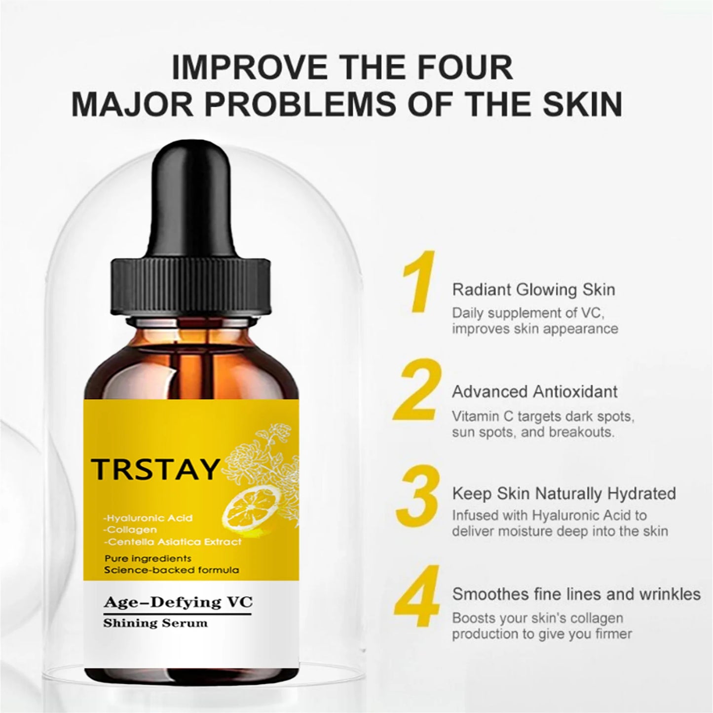 Vitamin C Serum Face Glowing Dark Spot Remover Skincare Moisturizer Wrinkle Remove Anti Aging Facial Serum Korean Cosmetics Peaceful Pleasures Health and Wellness