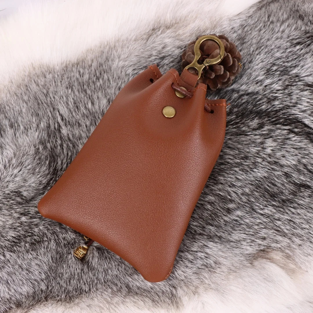 Medieval Faux Leather Retro Waist Bag Hangable Drawstring Outdoor
