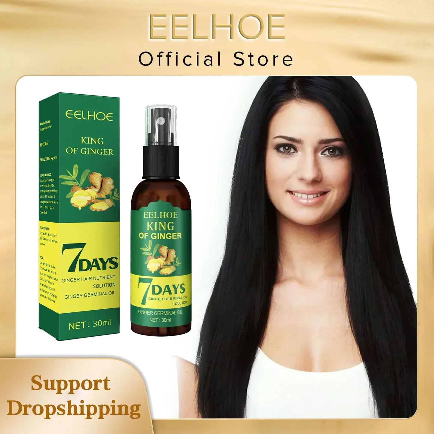 EELHOE Ginger Hair Growth Spray – 7-Day Scalp Serum 50ml