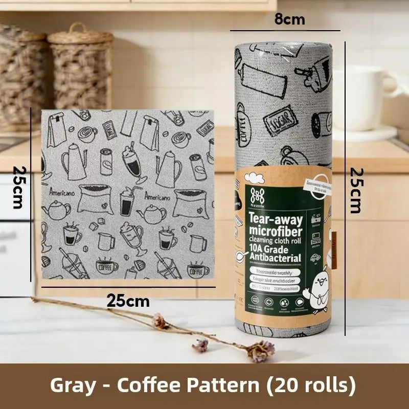 Reusable Microfiber Cleaning Cloth Roll | Cute Prints, 20 Sheets