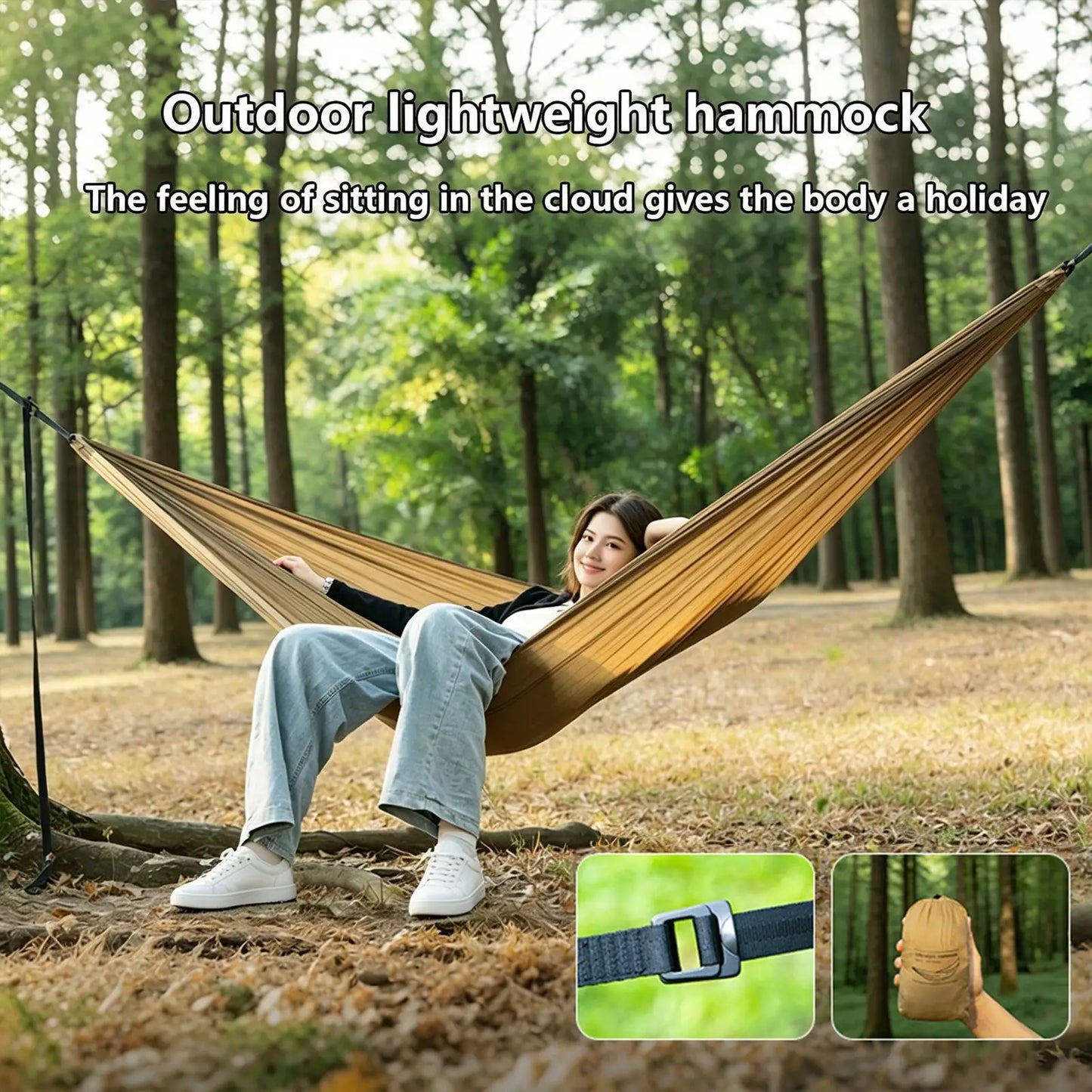 Double Hammock Lightweight Portable Anti-Tip Swing for 2