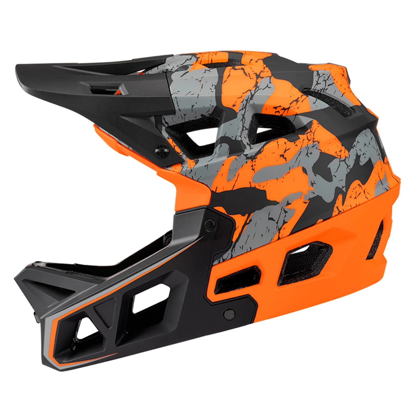 Full Face Mountain Bike Helmet Adult Racing Downhill MTB Helmet for Men/Women Adult Mountain Bike Helmet with Visor Peaceful Pleasures Health and Wellness Camouflage Orange M