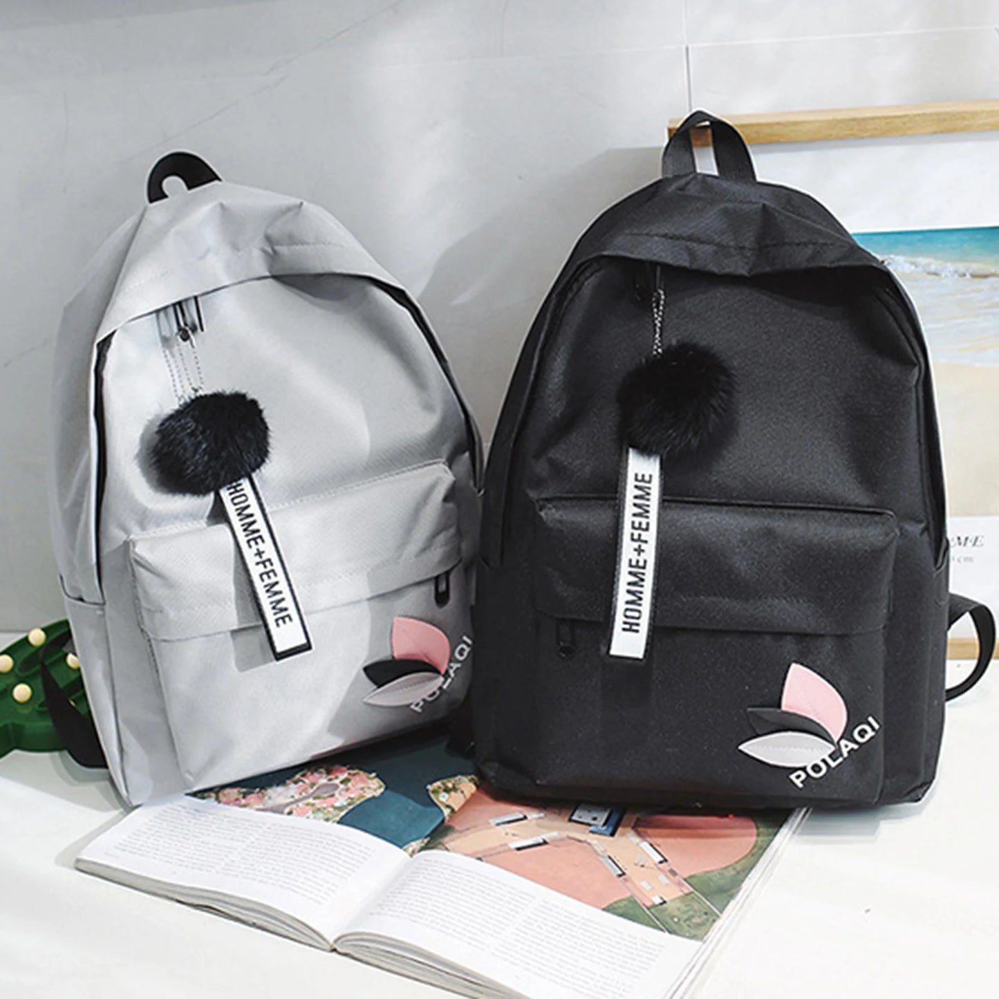 Women's Canvas Backpack for Junior High School Students Triangular Reinforcement Canvas Backpack Waterproof Canvas Backpack Peaceful Pleasures Health and Wellness