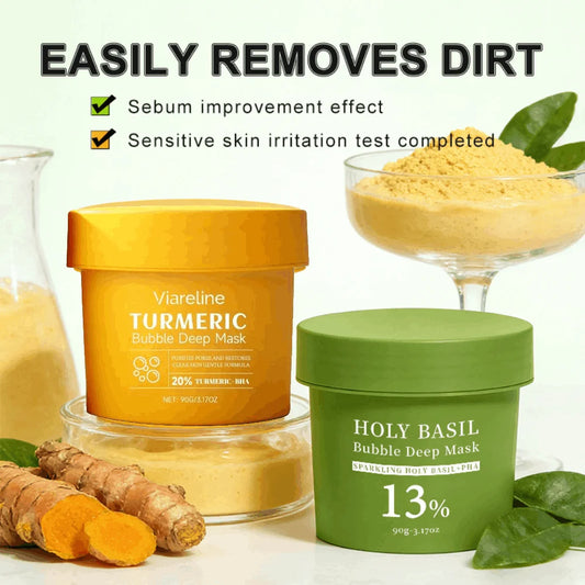 Holy Basil & Turmeric Bubble Mask | Deep Pore Cleansing 90g Bubble Face Mask Peaceful Pleasures Health and Wellness